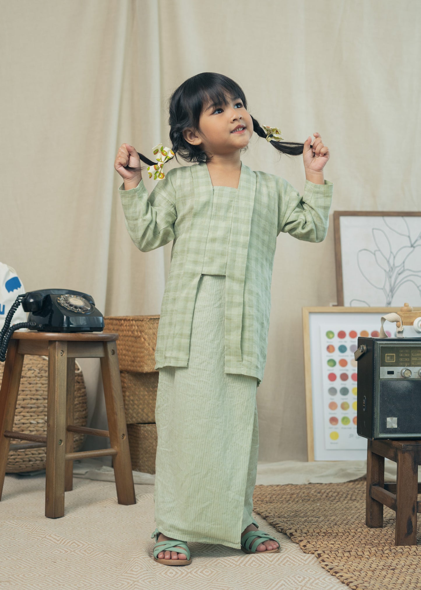 Miko Girls Kebaya - Sage Green