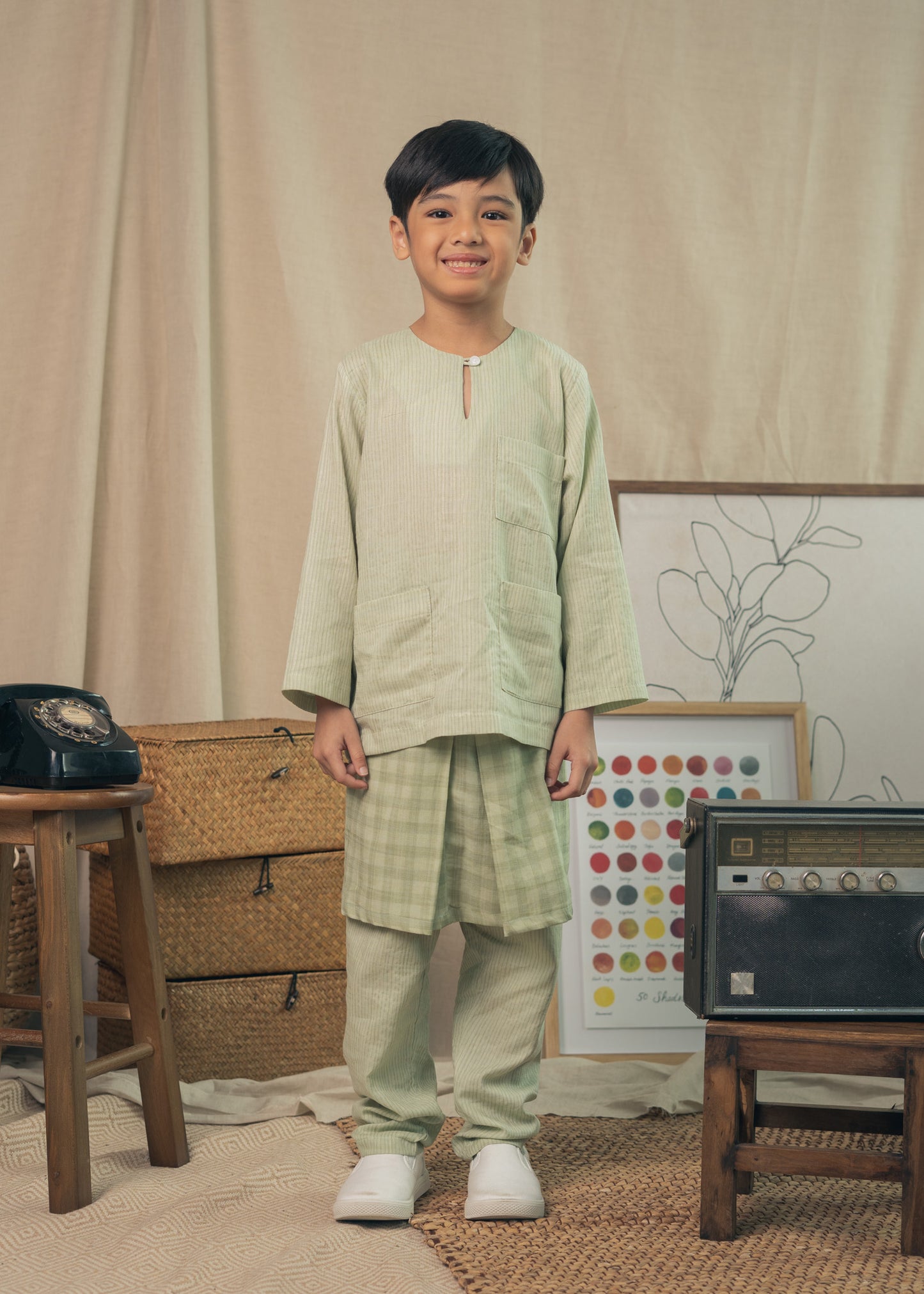 Miko Boys Baju Melayu - Sage Green
