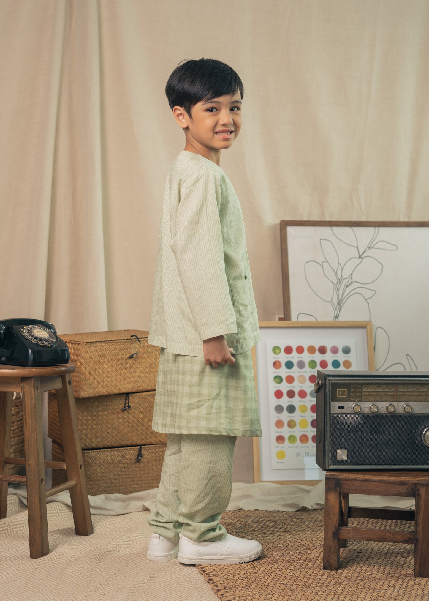 Miko Boys Baju Melayu - Sage Green